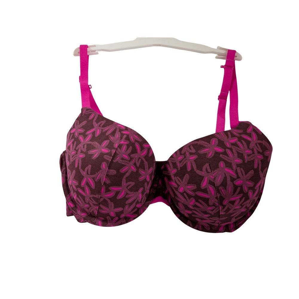 Auden The Everyday Lightly Lined Demi Coverage Underwire Bra 38C Red Floral